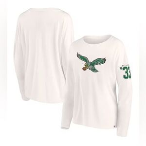 Philadelphia Eagles Fanatics Cream‎ Oversized Lightweight Long Sleeve Tee, XXL